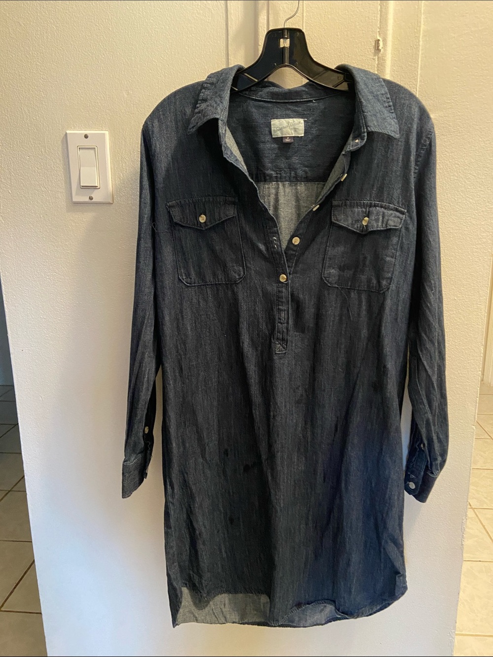 Universal Thread Indigo Long-Sleeve Shirt Dress